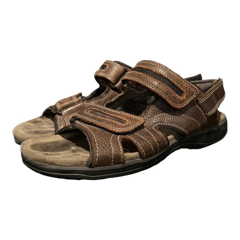 Clarks Sandals Men’s Size 8 Adjustable Strap Flats Comfort Brown Leather